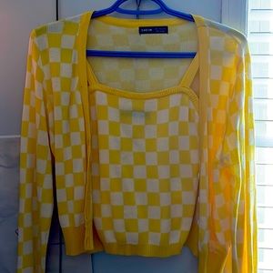 Tank top with matching cardigan.